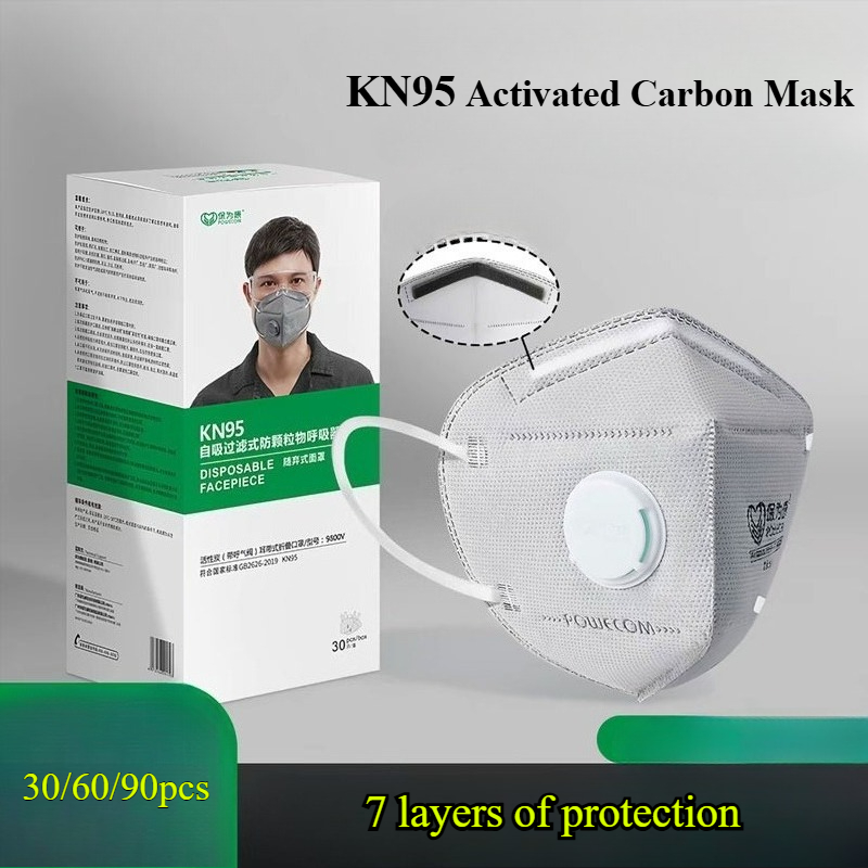 30/60/90pcs Activated Carbon V - đánh giá và giá Kn95 Respirator Mask